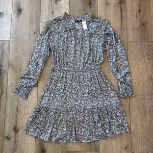 GAP Dress Mini Blue Boho Preppy‎ Tiered V Neck Ruffle Hem Women's Large New $79
